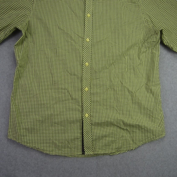 GUESS Shirt Mens XL Yellow Green Plaid Slim Fit Button Up Long Sleeve Casual UAE - Picture 5 of 16